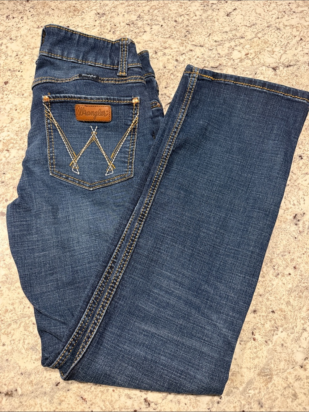 Wrangler Women's Dark Blue Boot Cut Jeans with Contrast Stitching
